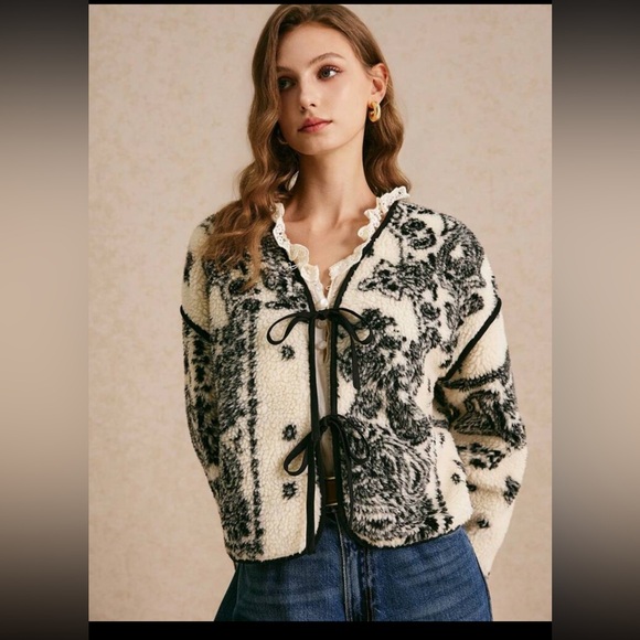 New Sherpa French tie front cardigan sweater pattern - Picture 8 of 9